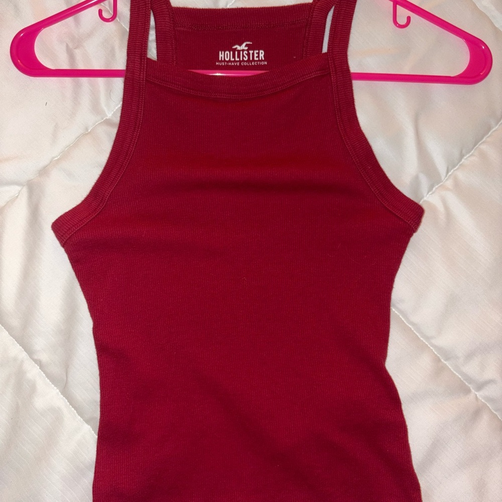 Hollister Red Fitted Ribbed Tank Top